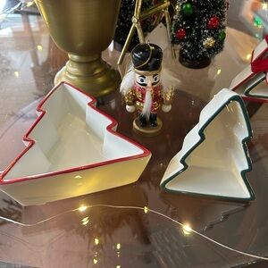 Festive Holiday Bundle w/Tree-Shaped Dishes & Nutcracker Ornament